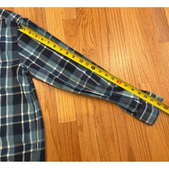 The North Face Shirt Men's Medium Blue Flannel Plaid Long Sleeve Button Front - Picture 7 of 11